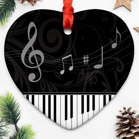 Whimsical Piano keys and music notes Ornament (Heart) from ArtsNow.com Front