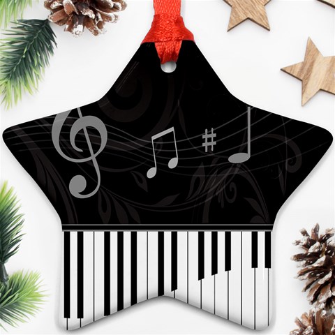 Whimsical Piano keys and music notes Ornament (Star) from ArtsNow.com Front