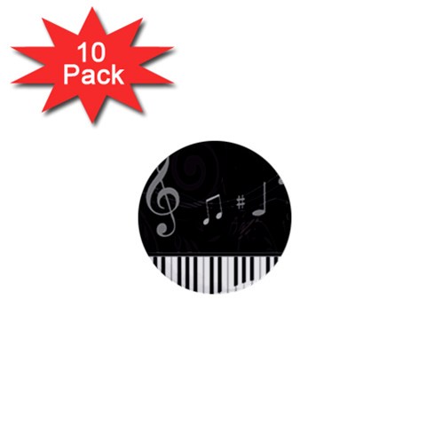 Whimsical Piano keys and music notes 1  Mini Button (10 pack)  from ArtsNow.com Front