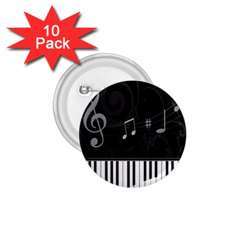 Whimsical Piano keys and music notes 1.75  Button (10 pack)  from ArtsNow.com Front