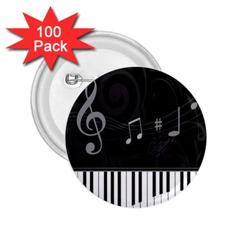 Whimsical Piano keys and music notes 2.25  Button (100 pack) from ArtsNow.com Front