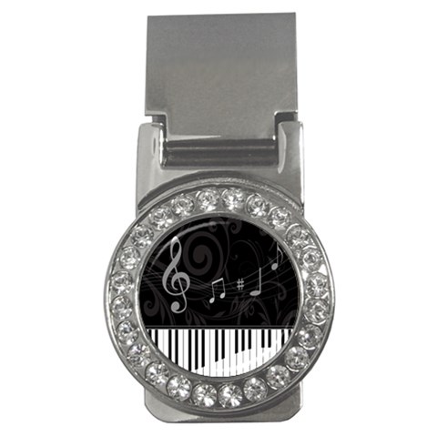 Whimsical Piano keys and music notes Money Clip (CZ) from ArtsNow.com Front