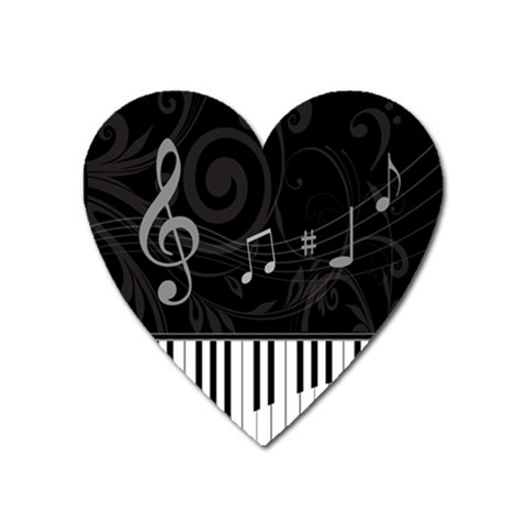 Whimsical Piano keys and music notes Magnet (Heart) from ArtsNow.com Front