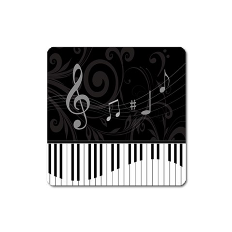 Whimsical Piano keys and music notes Magnet (Square) from ArtsNow.com Front