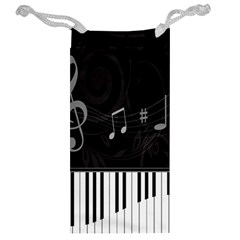 Whimsical Piano keys and music notes Jewelry Bag from ArtsNow.com Back