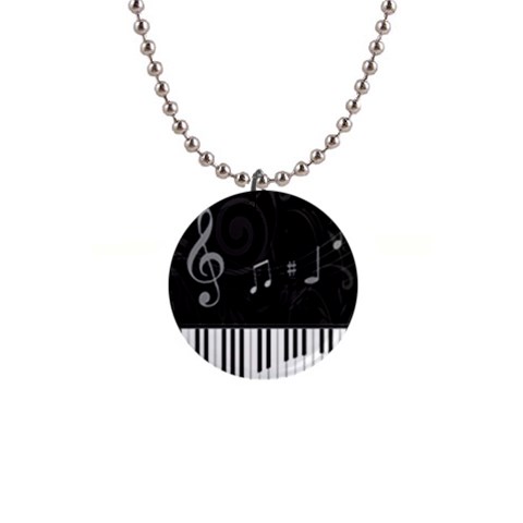 Whimsical Piano keys and music notes 1  Button Necklace from ArtsNow.com Front