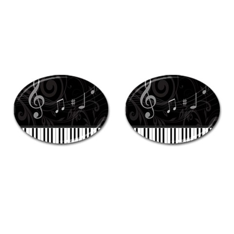 Whimsical Piano keys and music notes Cufflinks (Oval) from ArtsNow.com Front(Pair)