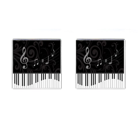 Whimsical Piano keys and music notes Cufflinks (Square) from ArtsNow.com Front(Pair)