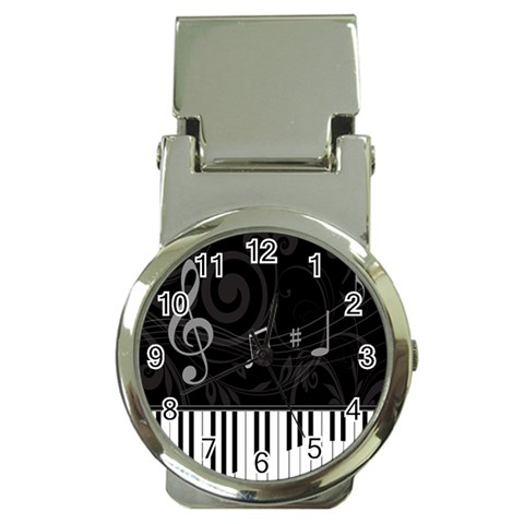 Whimsical Piano keys and music notes Money Clip Watch from ArtsNow.com Front