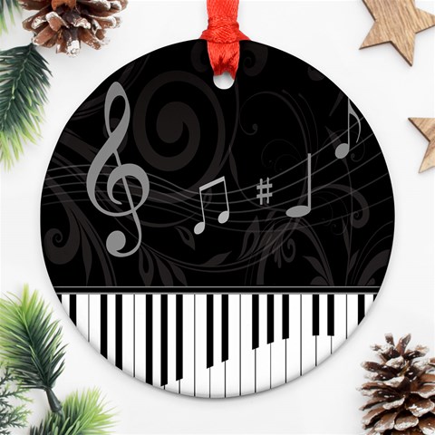 Whimsical Piano keys and music notes Round Ornament (Two Sides) from ArtsNow.com Front