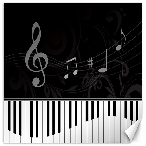 Whimsical Piano keys and music notes Canvas 12  x 12  from ArtsNow.com 11.4 x11.56  Canvas - 1