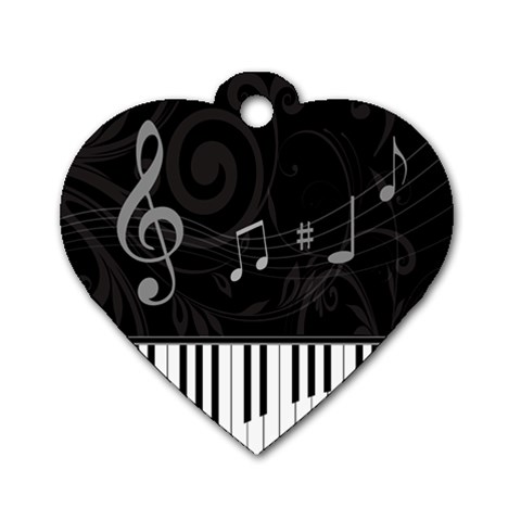 Whimsical Piano keys and music notes Dog Tag Heart (Two Sides) from ArtsNow.com Front