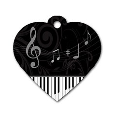 Whimsical Piano keys and music notes Dog Tag Heart (Two Sides) from ArtsNow.com Back