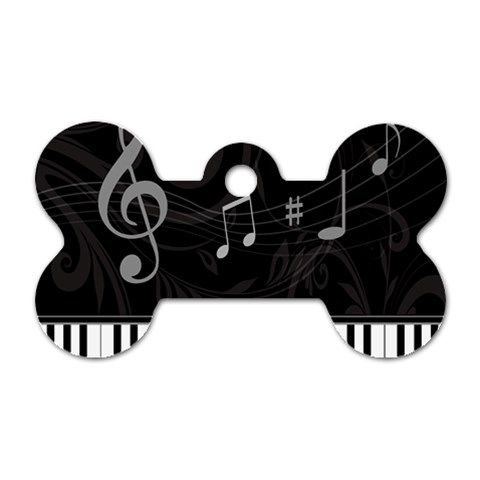 Whimsical Piano keys and music notes Dog Tag Bone (Two Sides) from ArtsNow.com Front