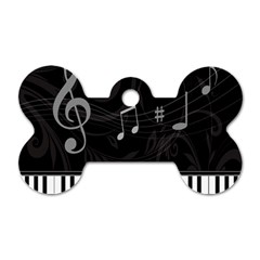 Whimsical Piano keys and music notes Dog Tag Bone (Two Sides) from ArtsNow.com Front