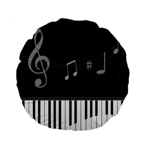 Whimsical Piano keys and music notes 15  Premium Round Cushion  from ArtsNow.com Back