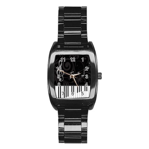 Whimsical Piano keys and music notes Men s Stainless Steel Barrel Analog Watch from ArtsNow.com Front