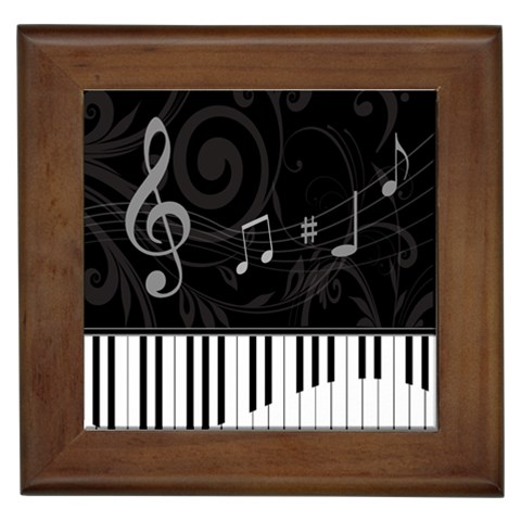 Whimsical Piano keys and music notes Framed Tile from ArtsNow.com Front