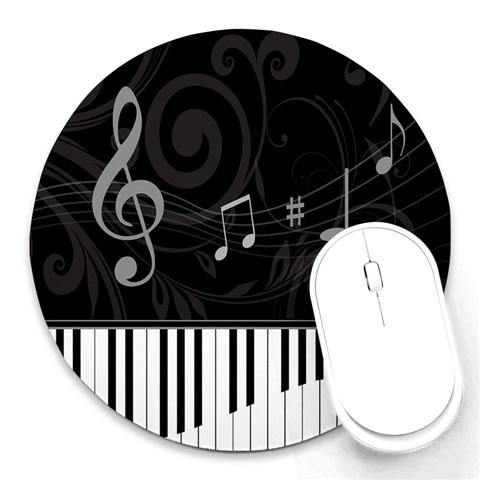 Whimsical Piano keys and music notes Round Mousepad from ArtsNow.com Front