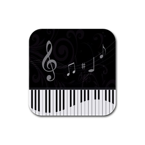 Whimsical Piano keys and music notes Rubber Square Coaster (4 pack) from ArtsNow.com Front