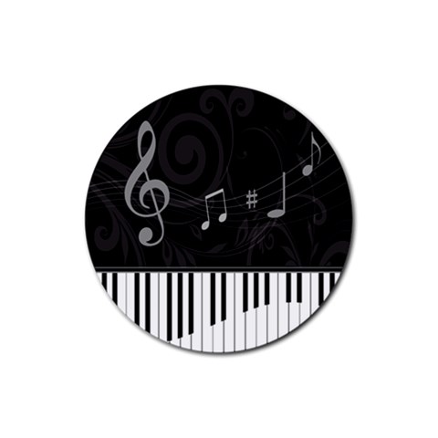 Whimsical Piano keys and music notes Rubber Coaster (Round) from ArtsNow.com Front