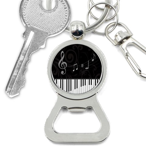 Whimsical Piano keys and music notes Bottle Opener Key Chain from ArtsNow.com Front