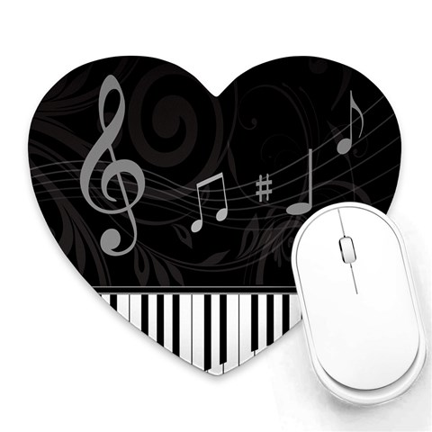 Whimsical Piano keys and music notes Mousepad (Heart) from ArtsNow.com Front