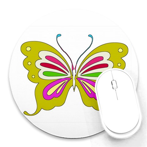 Color Butterfly  8  Mouse Pad (Round) from ArtsNow.com Front