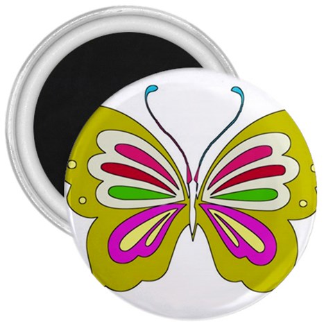 Color Butterfly  3  Button Magnet from ArtsNow.com Front