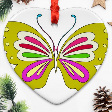 Color Butterfly  Heart Ornament from ArtsNow.com Front