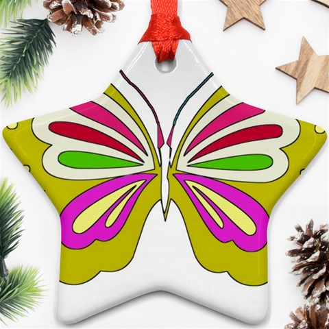 Color Butterfly  Star Ornament from ArtsNow.com Front