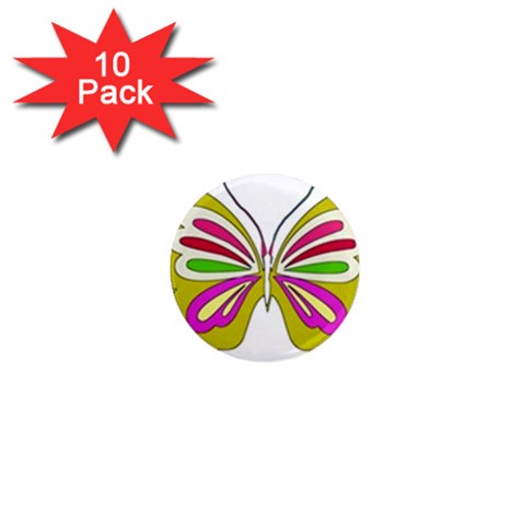 Color Butterfly  1  Mini Button Magnet (10 pack) from ArtsNow.com Front