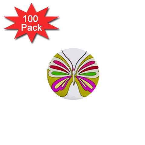 Color Butterfly  1  Mini Button (100 pack) from ArtsNow.com Front