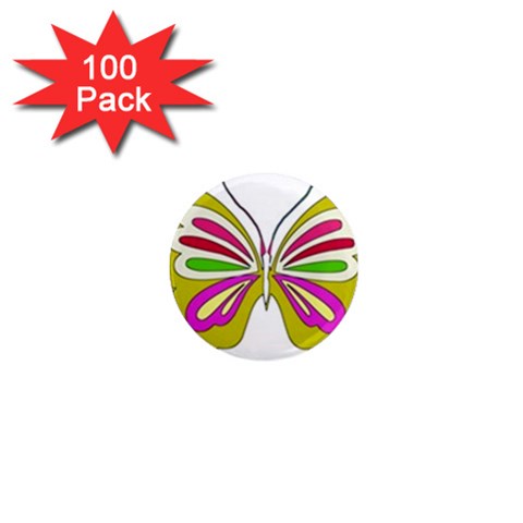 Color Butterfly  1  Mini Button Magnet (100 pack) from ArtsNow.com Front