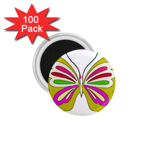 Color Butterfly  1.75  Button Magnet (100 pack) from ArtsNow.com Front