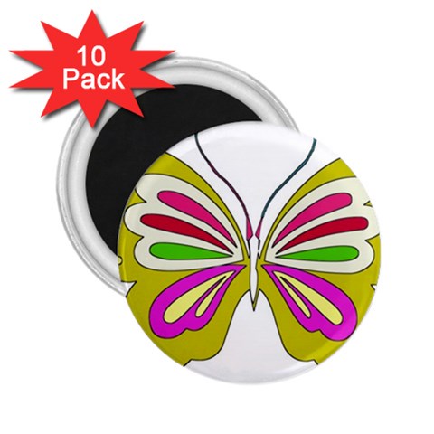 Color Butterfly  2.25  Button Magnet (10 pack) from ArtsNow.com Front