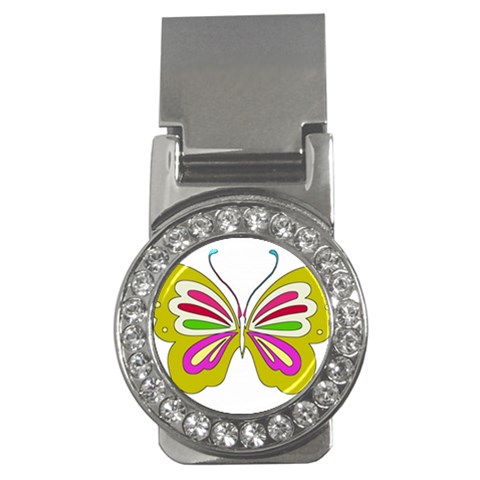 Color Butterfly  Money Clip (CZ) from ArtsNow.com Front