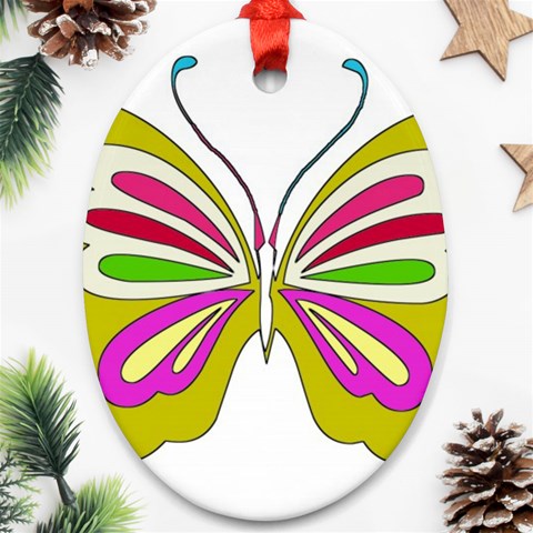 Color Butterfly  Oval Ornament (Two Sides) from ArtsNow.com Front