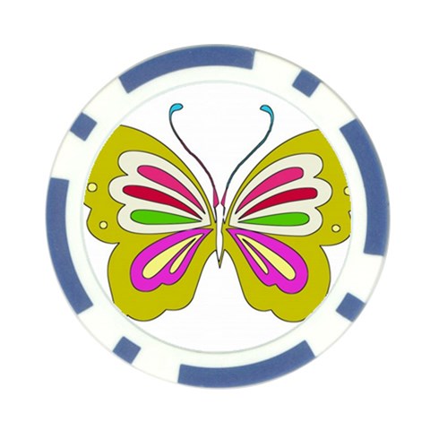 Color Butterfly  Poker Chip from ArtsNow.com Front