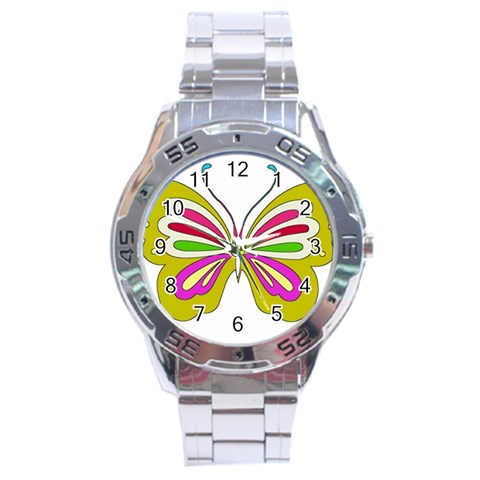 Color Butterfly  Stainless Steel Watch from ArtsNow.com Front