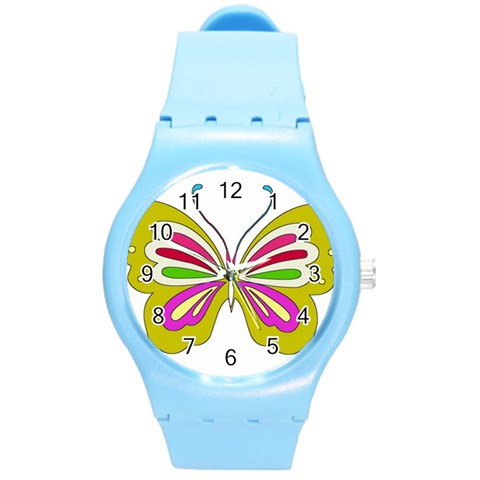 Color Butterfly  Plastic Sport Watch (Medium) from ArtsNow.com Front