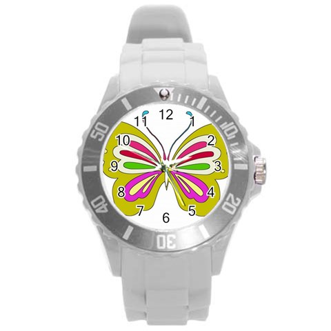 Color Butterfly  Plastic Sport Watch (Large) from ArtsNow.com Front