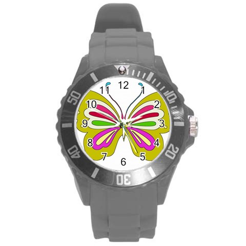 Color Butterfly  Plastic Sport Watch (Large) from ArtsNow.com Front