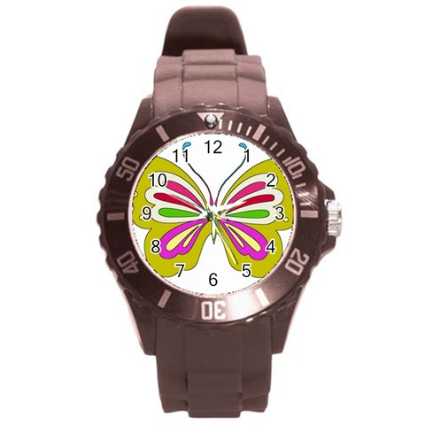 Color Butterfly  Plastic Sport Watch (Large) from ArtsNow.com Front