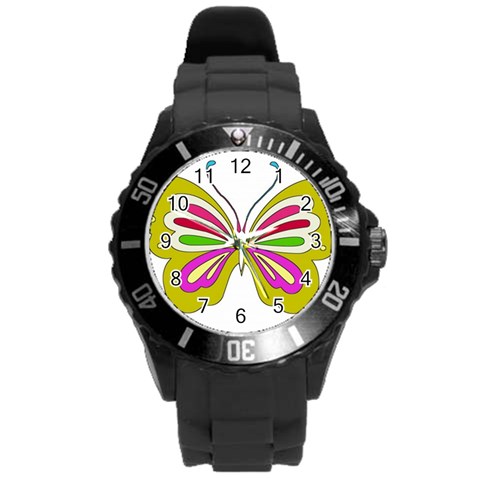 Color Butterfly  Plastic Sport Watch (Large) from ArtsNow.com Front