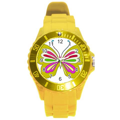 Color Butterfly  Plastic Sport Watch (Large) from ArtsNow.com Front