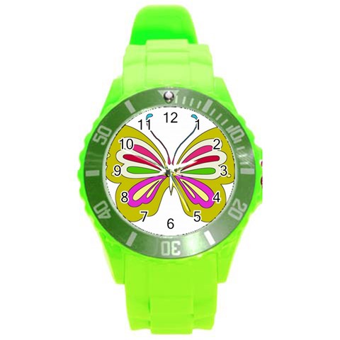 Color Butterfly  Plastic Sport Watch (Large) from ArtsNow.com Front