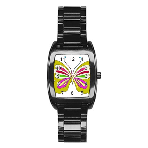 Color Butterfly  Stainless Steel Barrel Watch from ArtsNow.com Front