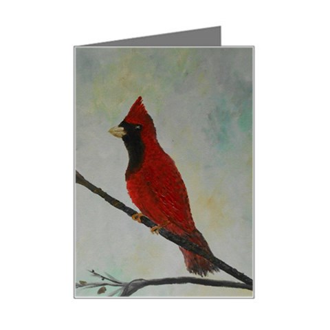 Sweet Red Cardinal Mini Greeting Card from ArtsNow.com Left