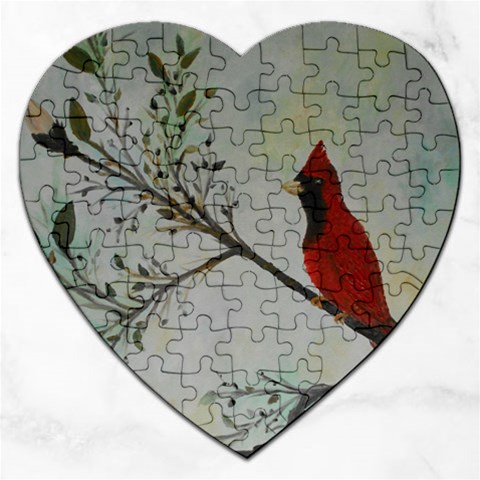 Sweet Red Cardinal Jigsaw Puzzle (Heart) from ArtsNow.com Front